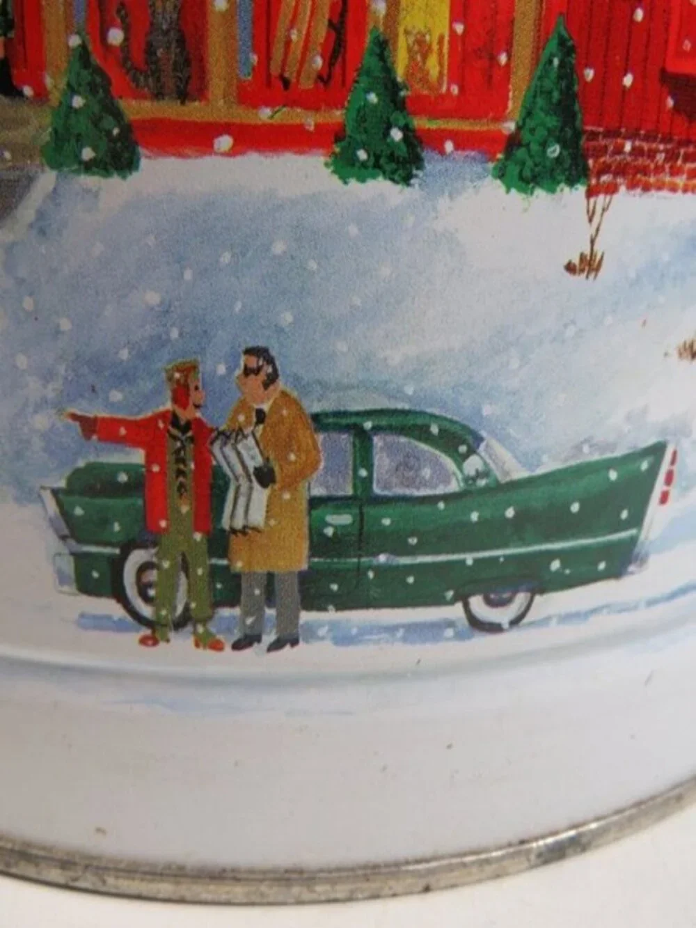 Large Winter Wonderland Decorative Tin Farmhouse Decor Red Barn Covered Bridge